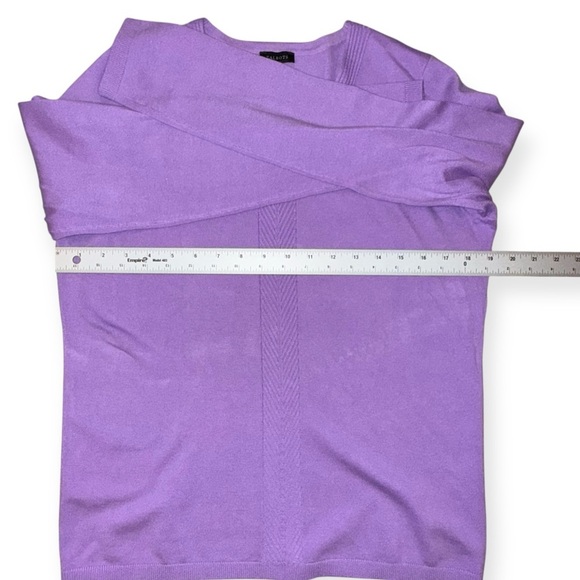 TALBOTS CHEVRON STITCH V-NECK SWEATER - Lavender M - Picture 9 of 14